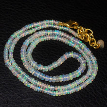 Load image into Gallery viewer, 20&quot; Fire Ethiopian Opal Rondelle Gold Plated Gemstone Beads Necklace 2.5mm 4mm - Jalvi &amp; Co.