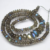20 inch, 5mm 14mm, AAA+ Blue Labradorite Smooth Large Size Rondelle Beads, Labradorite Beads