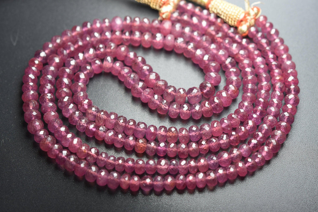 20 Inch Strand,Pink Sapphire Micro Faceted Rondelles Beads 5-7mm Aprx - Jalvi & Co.