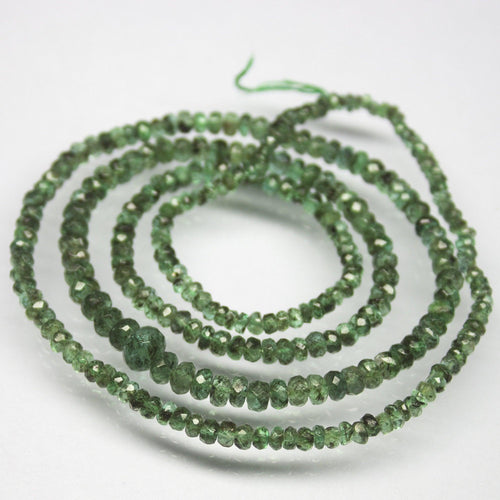 20 inches, 2mm 6mm, Natural Untreated Emerald Faceted Rondelle Shape Beads, Emerald Beads - Jalvi & Co.