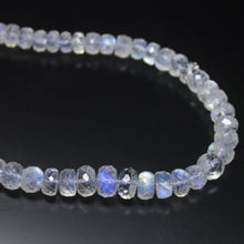 Load image into Gallery viewer, 20 inches, 6-9mm, AAA Grade Blue Fire Moonstone Faceted Rondelle Sterling Silver Beaded Necklace - Jalvi &amp; Co.