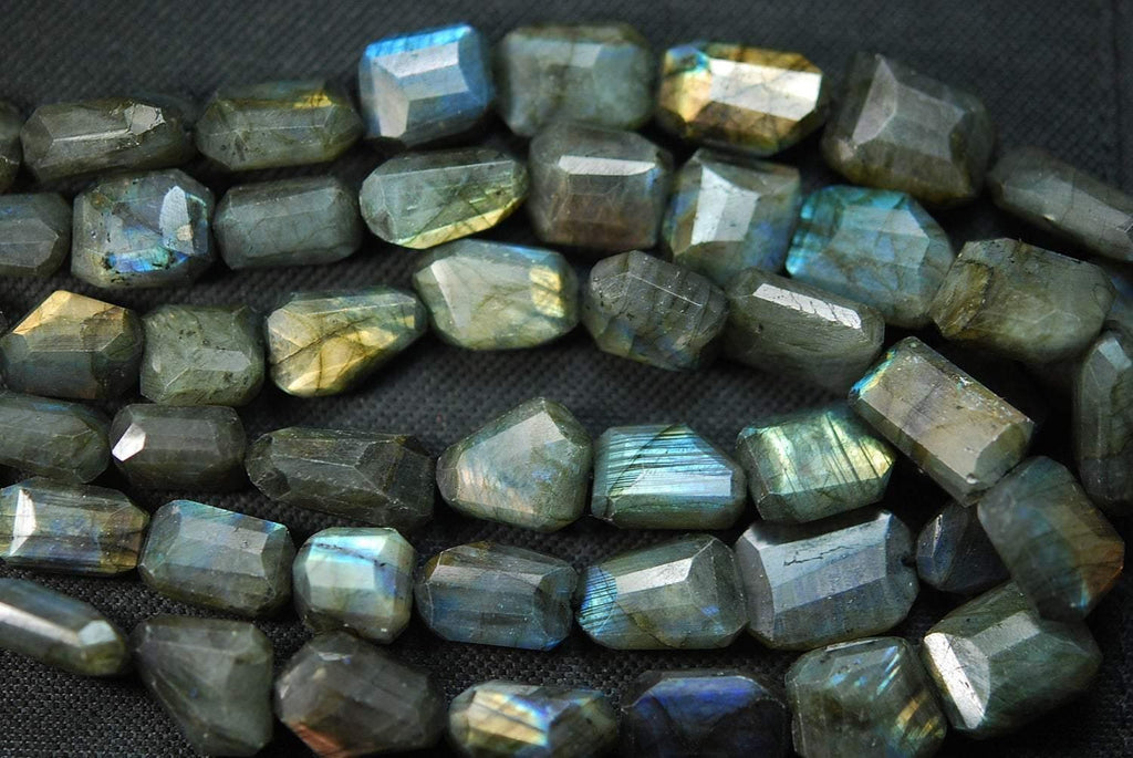 20 Inches, Super Labradorite Faceted Step Cut Nuggets 16-12mm Large Size - Jalvi & Co.