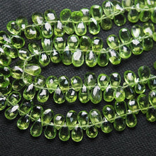 Load image into Gallery viewer, 20 Pcs, Finest Quality,Peridot Faceted Pear Shape Briolettes, 7-8mm Aprx - Jalvi &amp; Co.