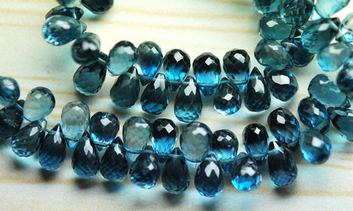20 Pcs Of ,London Blue Topaz Faceted Drops Shape Briolette, 7-8mm - Jalvi & Co.