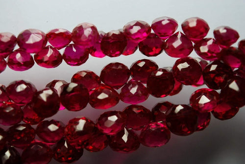 20 Pcs Of ,Super Finest,Rubelite Color Corundum Micro Faceted Onion Shape Briolettes, 7-8mm Aprx - Jalvi & Co.