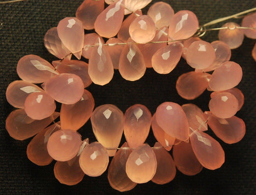 20 Pcs Of ,Superb-Finest Quality Rose Chalcedony Faceted Tear Drops Shape Briolettes, 11-12mm Size, - Jalvi & Co.