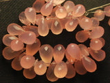 20 Pcs Of ,Superb-Finest Quality Rose Chalcedony Faceted Tear Drops Shape Briolettes, 11-12mm Size,