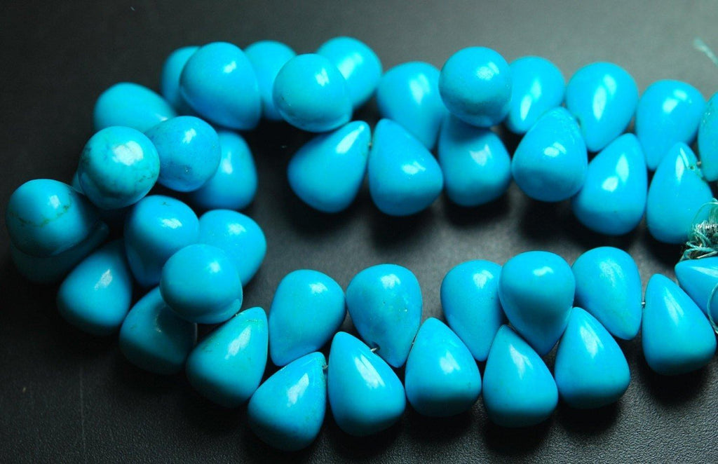 20 Pcs,Blue Turquoise Smooth Drops Shape Briolettes, 13-14mm Approx - Jalvi & Co.