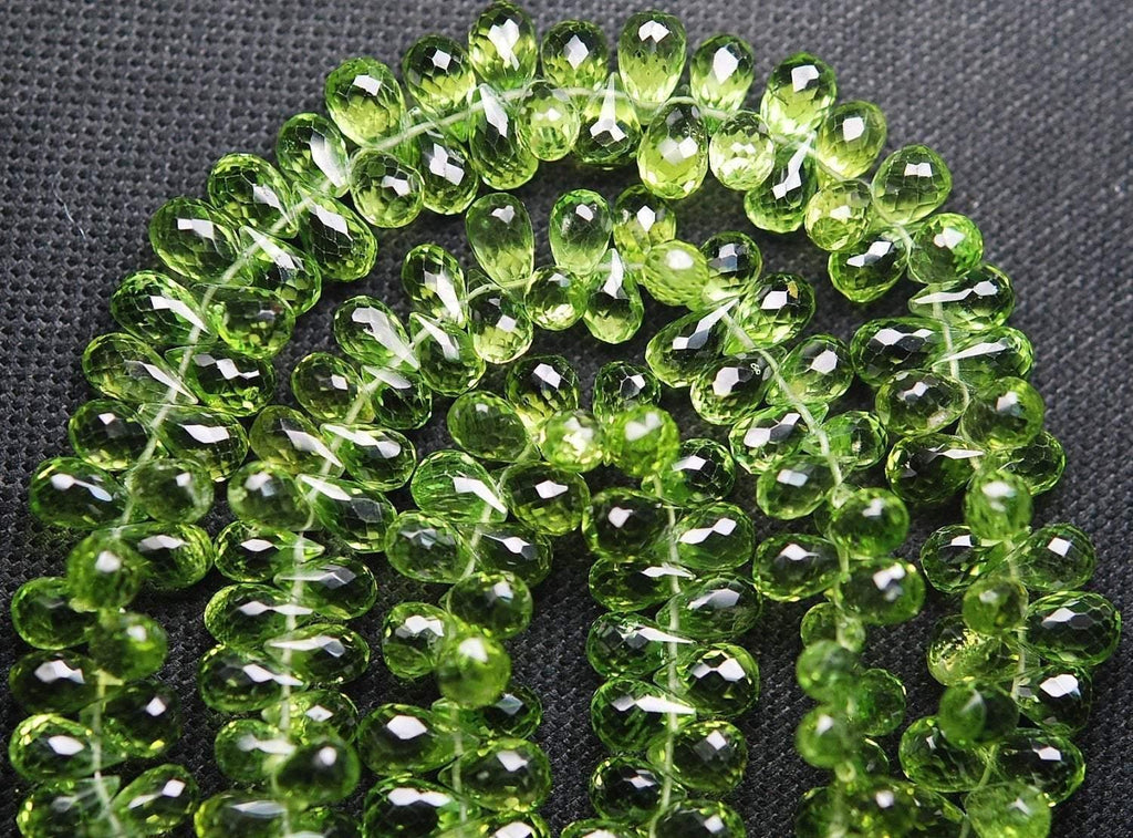 20 Pieces, Aaa Quality,Superb-Finest Quality Peridot Faceted Tear Drops, 8-9mm Size - Jalvi & Co.