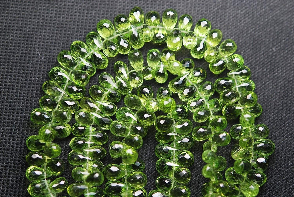 20 Pieces, Aaa Quality,Superb-Finest Quality Peridot Faceted Tear Drops, 8-9mm Size - Jalvi & Co.