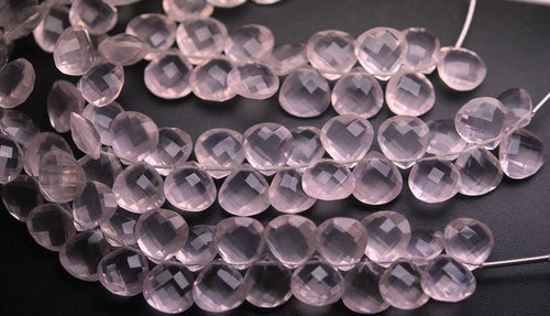 20 pieces, Finest Quality Matched Pair 10mm Size Rose Quartz Faceted Heart Shaped Briolette's - Jalvi & Co.