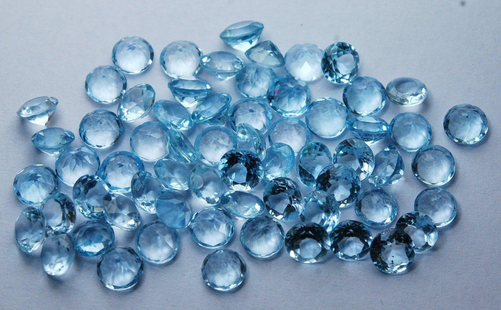 20 Pieces, Finest Quality,Sky Blue Topaz Faceted Coins Shaped Loose Stones, 4mm, Finest Quality - Jalvi & Co.