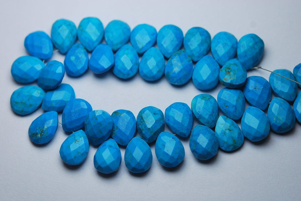 20 Pieces,Matched Pair,Turquoise Faceted Pear Shape Briolettes, 9X12mm - Jalvi & Co.