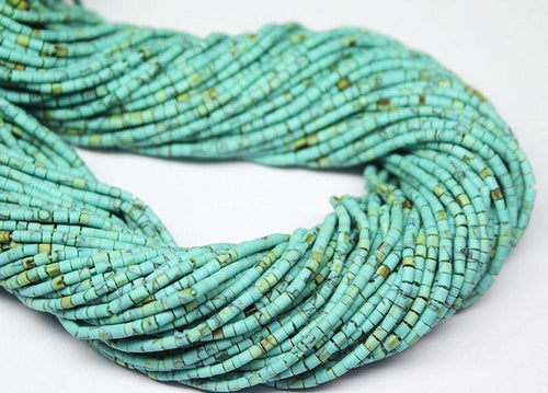 20 Strands Aqua Blue Turquoise Smooth Heishi Wheel Tiny Beads Strand 12 inches 2mm - Jalvi & Co.