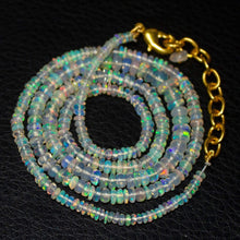 Load image into Gallery viewer, 20&quot; Welo Ethiopian Opal Gemstone Rondelle Gold Plated Beads Necklace - Jalvi &amp; Co.