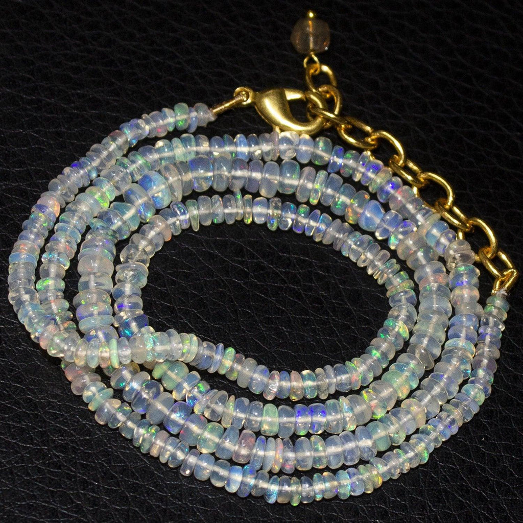 20" Welo Ethiopian Opal Rondelle Beads Gold Plated Gemstone Necklace - Jalvi & Co.