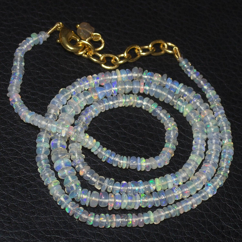 20" Welo Ethiopian Opal Rondelle Beads Gold Plated Gemstone Necklace - Jalvi & Co.