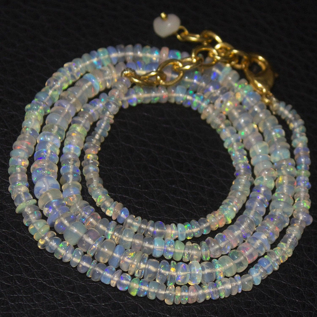 20" Welo Ethiopian Opal Rondelle Beads Gold Plated Gemstone Necklace 3-5MM - Jalvi & Co.
