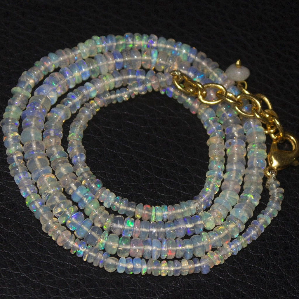 20" Welo Ethiopian Opal Rondelle Beads Gold Plated Gemstone Necklace 3-5MM - Jalvi & Co.