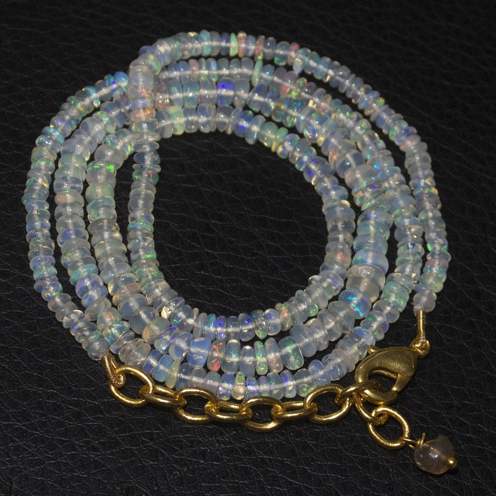 20" Welo Ethiopian Opal Rondelle Beads Gold Plated Gemstone Necklace - Jalvi & Co.