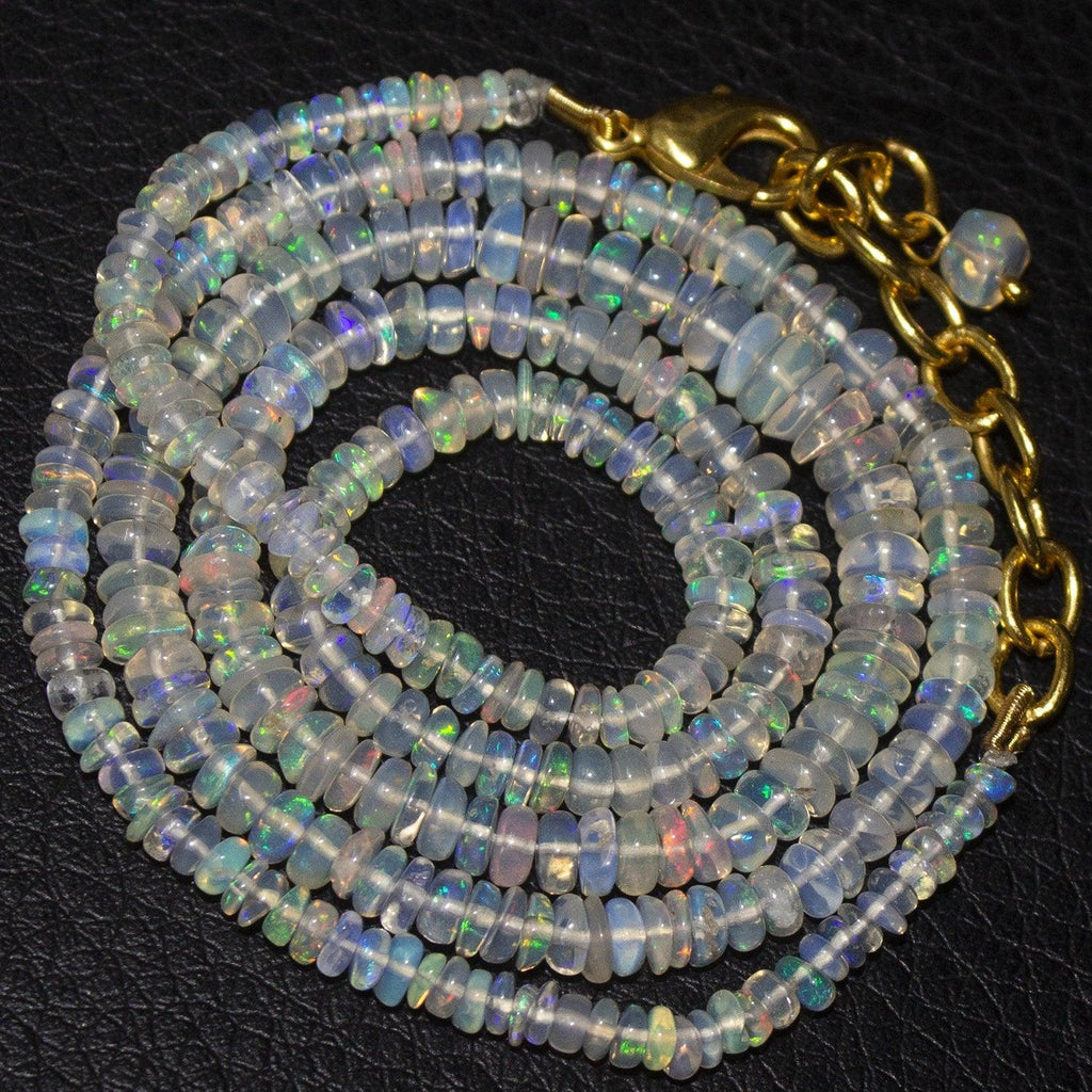 20" Welo Ethiopian Opal Rondelle Gemstone Beads Gold Plated Necklace - Jalvi & Co.