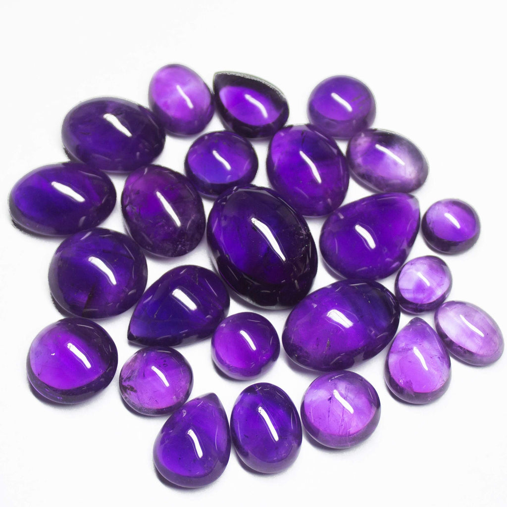 200cts Natural Purple Amethyst Smooth Oval Cabochon Loose Gemstone 10pc - Jalvi & Co.