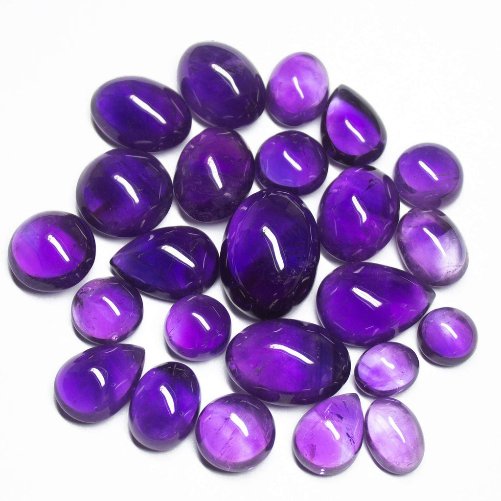 200cts Natural Purple Amethyst Smooth Oval Cabochon Loose Gemstone 10pc - Jalvi & Co.