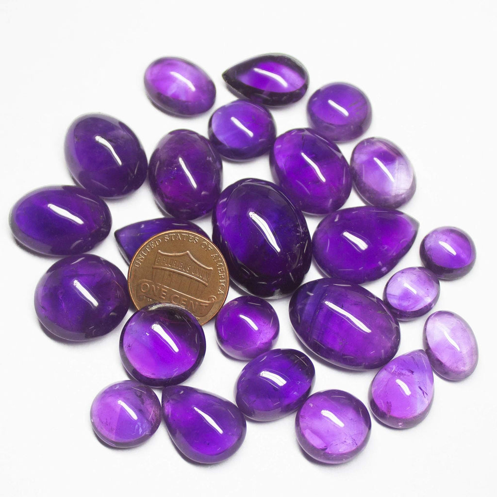 200cts Natural Purple Amethyst Smooth Oval Cabochon Loose Gemstone 10pc - Jalvi & Co.