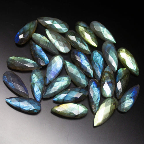 20mm Matched Pair, 10 Beads, Faceted Pear Shape Briolettes Blue Flash Labradorite - Jalvi & Co.