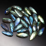 20mm Matched Pair, 10 Beads, Faceted Pear Shape Briolettes Blue Flash Labradorite