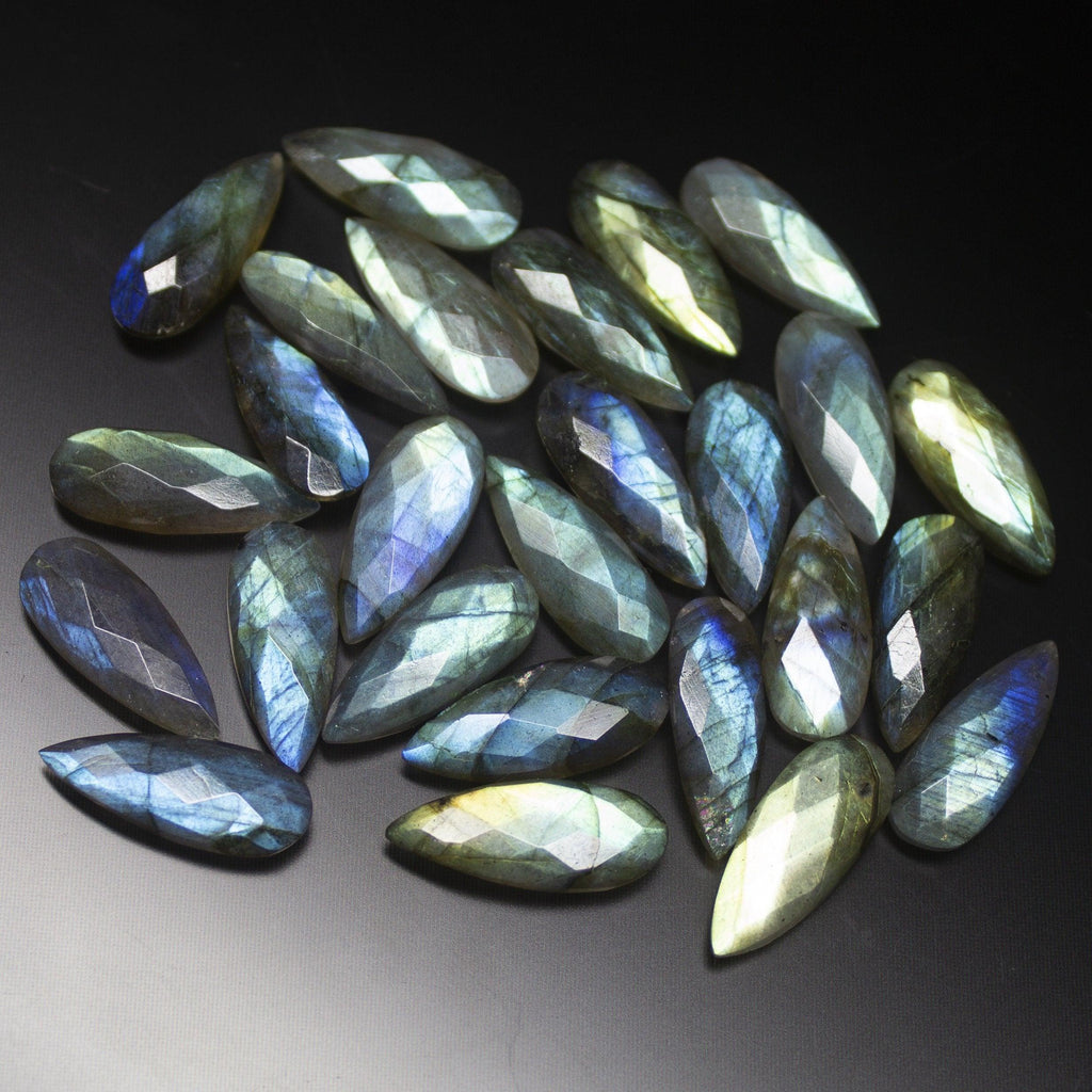 20mm Matched Pair, 5 Beads, Faceted Pear Shape Briolettes Blue Flash Labradorite - Jalvi & Co.