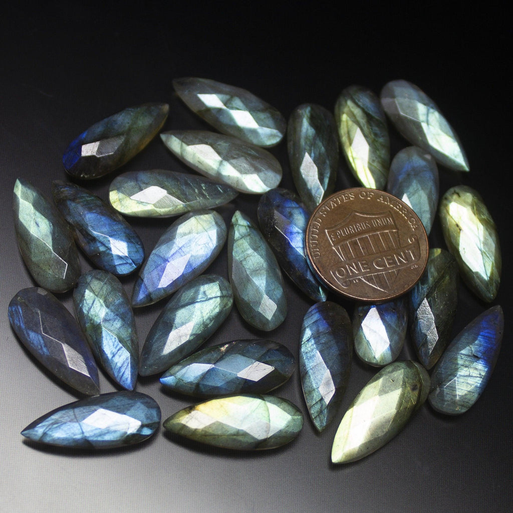 20mm Matched Pair, 5 Beads, Faceted Pear Shape Briolettes Blue Flash Labradorite - Jalvi & Co.