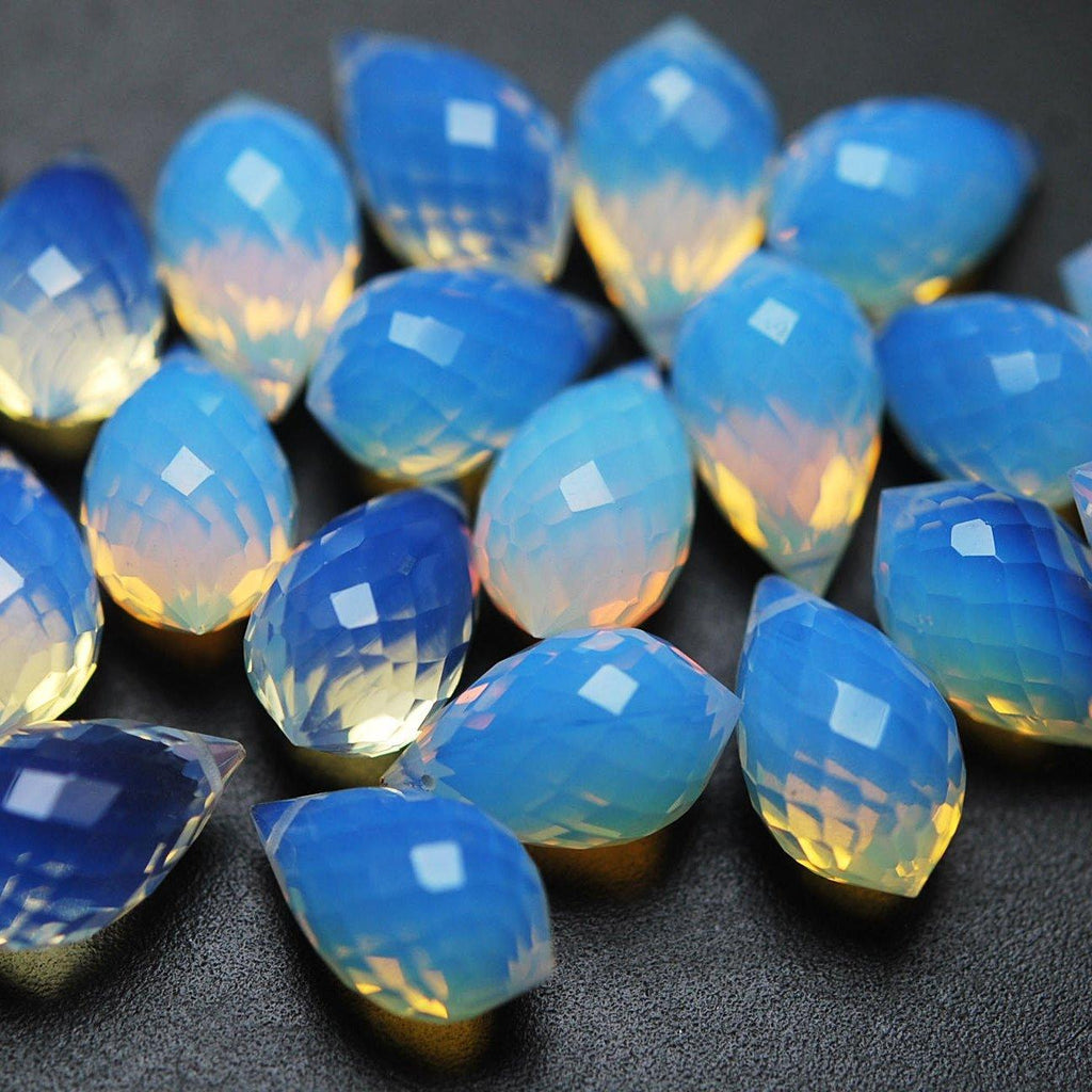20pc, 14x8mm, Rainbow Opalite Quartz Faceted Puff Marquise Drops Loose Gemstone Beads, Opalite Beads - Jalvi & Co.
