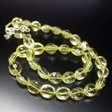 21 inches, 11mm 14mm, Natural Lemon Quartz Laser Cut Oval Shape Beaded Necklace, Quartz Beads