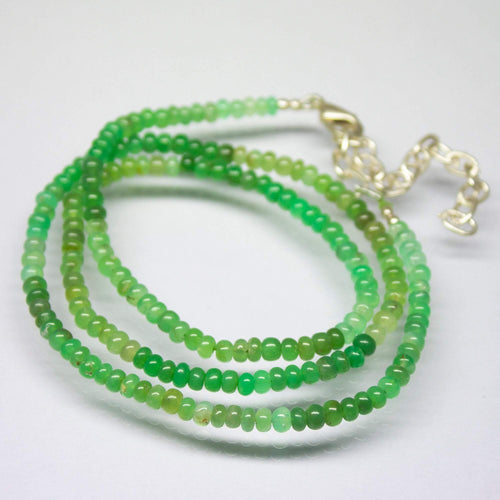 21 inches, 3mm 3.5mm, Natural Apple Green Chrysoprase Rondelle Beaded Necklace, Chrysoprase Necklace - Jalvi & Co.