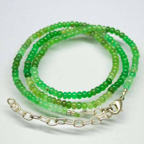 21 inches, 3mm 3.5mm, Natural Apple Green Chrysoprase Rondelle Beaded Necklace, Chrysoprase Necklace - Jalvi & Co.