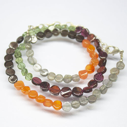 21 inches, 5-6mm, Natural Garnet Quartz Apatite Carnelian Labradorite Round Coin Beaded Necklace, Multi Gemstone Necklace - Jalvi & Co.