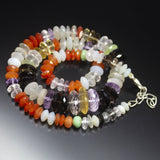 21 inches, 6mm 17mm, Multi Gemstone Laser Cut Rondelle Shape Beaded Necklace, Multi Gemstone Necklace
