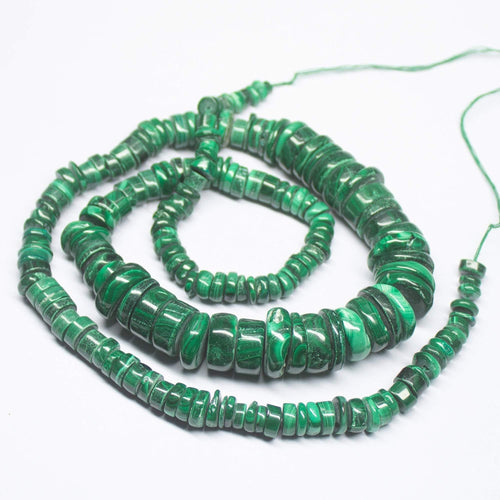 22 inch, 6mm 16mm, Natural Malachite Smooth Tyre Wheel Shape Beads, Malachite Bead - Jalvi & Co.