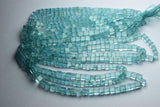 22 Inch Strand, Natural Sky Blue Apatite Smooth Cubes Box Beads, 3.5-4mm Size