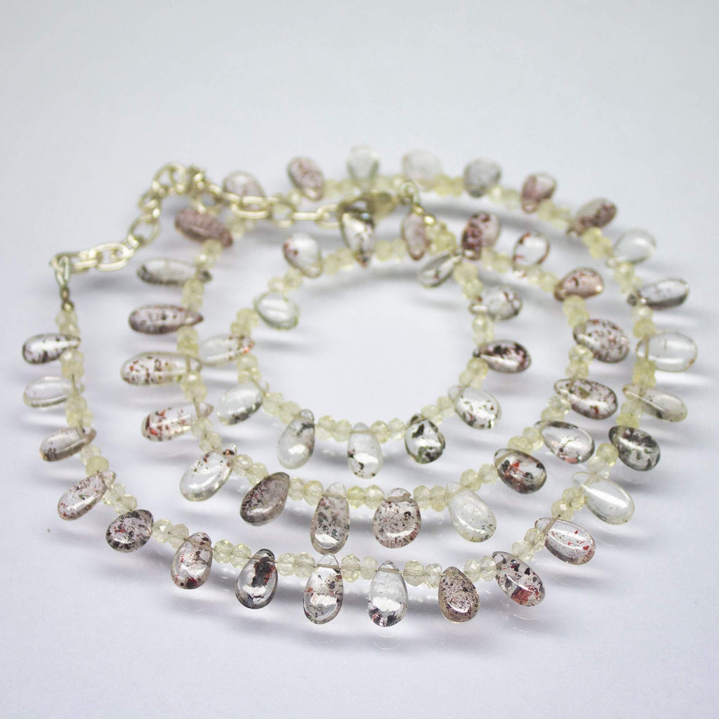 22 inches, 8mm 12mm, Natural Lepidocrocite Pear Drops Beaded Necklace, Quartz Necklace - Jalvi & Co.