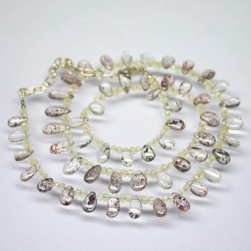 22 inches, 8mm 12mm, Natural Lepidocrocite Pear Drops Beaded Necklace, Quartz Necklace - Jalvi & Co.