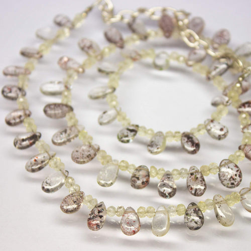 22 inches, 8mm 12mm, Natural Lepidocrocite Pear Drops Beaded Necklace, Quartz Necklace - Jalvi & Co.