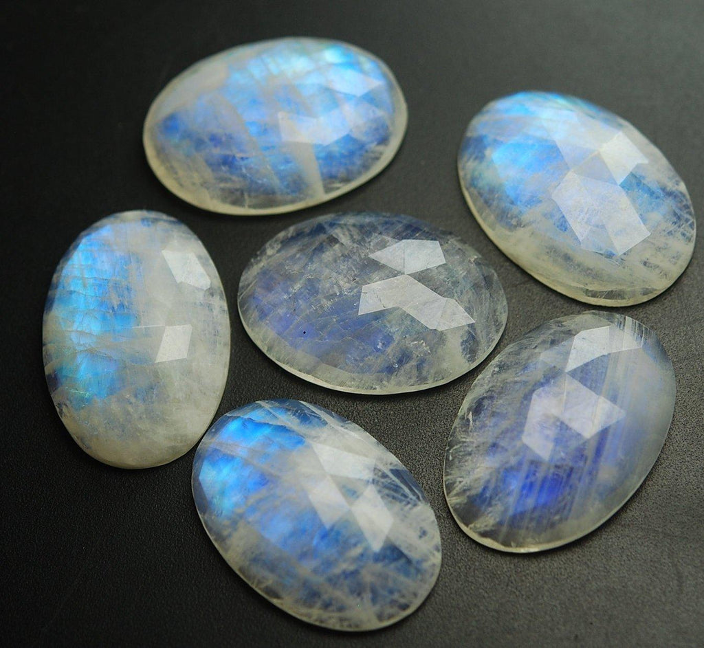 22X32mm 6 Pieces Undrilled Rainbow Moonstone Faceted Oval Shape Loose Gemstone Calibrated Size - Jalvi & Co.