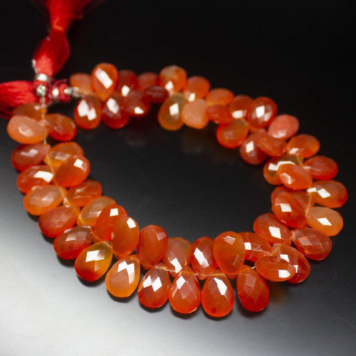 24 matching pair max / carnelian Briolette / 12mm / Matched Pair / Faceted Pear / Shape Briolettes / orange carnelian / carnelian beads - Jalvi & Co.