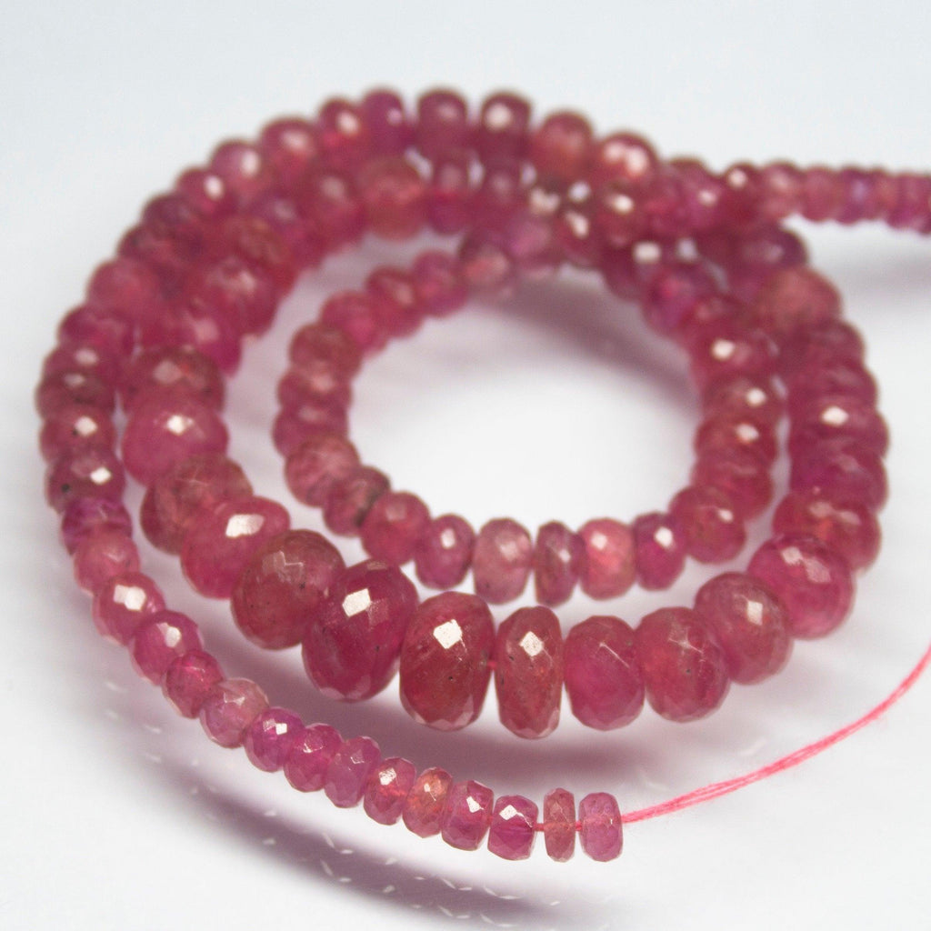 242 cts, 8 inch, 3mm 10mm, Pink Sapphire Faceted Large Size Rondelle Beads, Sapphire Beads - Jalvi & Co.