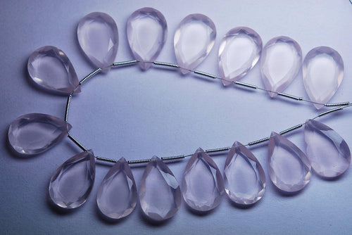 25 Match Pair, Super Rare Aaa Natural Rose Quartz Faceted Double Cut Pear Shape Briolettes Calibrated Size 13X20mm - Jalvi & Co.
