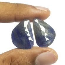 Load image into Gallery viewer, 26.5 carats, 23x17mm, Natural Blue Sapphire Rose Cut Pear Loose Gemstone Matching Pair, Natural Blue Gemstone, Blue Sapphire - Jalvi &amp; Co.