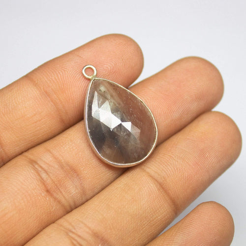27mm, Multi Sapphire Rose Cut Pear Briolette 925 Sterling Silver Charm Pendant, Sapphire Pendant - Jalvi & Co.