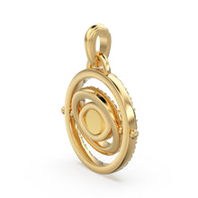 Load image into Gallery viewer, 27mm Rotating Evil Eye Round Charm Pendant / Emerald Diamond 14k Solid Gold Pendant / Diamond Charm Protection Jewelry For Her - Jalvi &amp; Co.